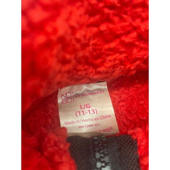 no boundaries fuzzy long sleeve sweatshirt solid red 1/4 zip pockets large READ - Picture 4 of 8